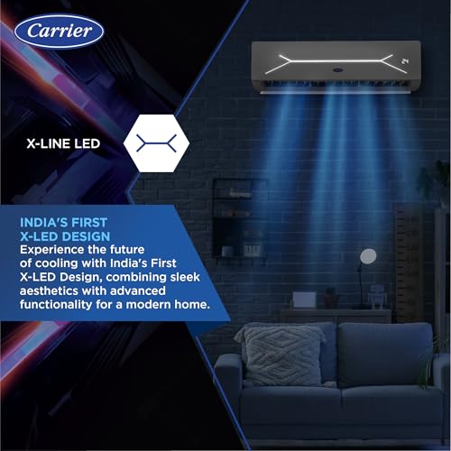 Image of Carrier 1.5 Ton 5 Star X- Line LED Flexicool Inverter Split AC (Copper, Convertible 6-in-1,Dual Filtration with HD & PM 2.5 Filter, Smart Wifi, XCEL LUMO EXI, CAI18CL5R34W0,White)