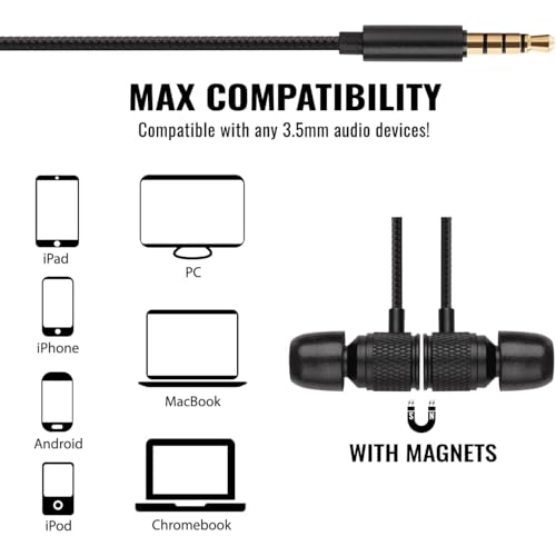 LUDOS Ultra Wired Earbuds in-Ear Headphones, 5 Years Warranty, Earphones with Microphone, Noise Isolating Ear Buds, Memory Foam for iPhone, Samsung, School Students, Kids, Women, Small Ears - Black by LUDOS - Used condition - Image 3