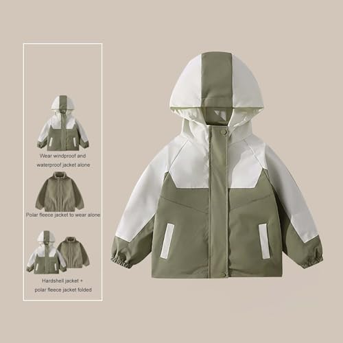 Girls Outdoor Windproof Donation Three In One Fall And Winter Punching Jacket Kids Winter Clothes (Green, 5-6 Years)3