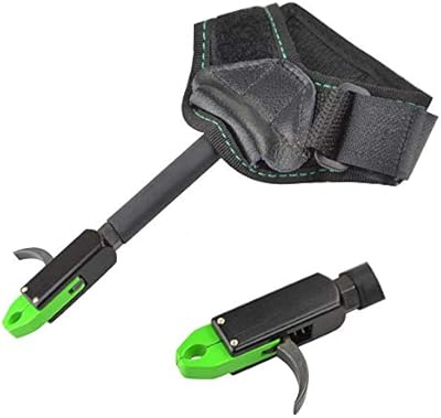 AMEYXGS Archery Compound Bow Release - Adjustable Black Wrist Strap (Green)