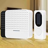 Solar Powered Wireless Doorbell with 1000Ft Range, Door Bell with 52 Chimes, 4 Volume Levels and Auto On/Off Led Night Light, for Home, s