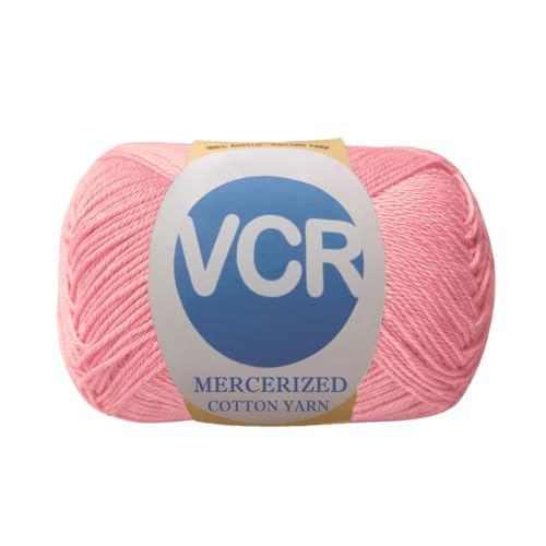 Image of VCR 4 Ply Warm Pink 100% Mercerized Cotton Yarn, 60 Grams Hank, 190 Meters Length, Cotton Combed Ball, Smooth and Glossy Crochet Yarn for Crochet and Knitting, Pack of 1, Suitable for DIY Crafts