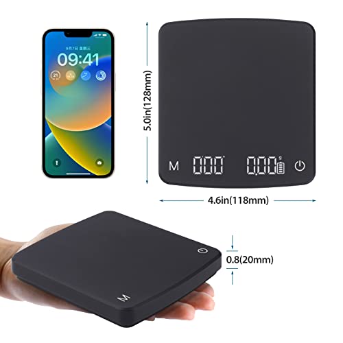 Jljxtcc Coffee Scale With Timer, Digital Kitchen Scale With Lcd Display, 2000 Grams Drip Espresso Scale Black, Batteries Included #TOP4