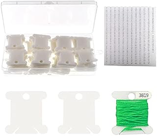 YIXISI 100 PCS Plastic Floss Thread Bobbins, Embroidery Floss Cross Stitch Organizer, with Storage Box & Number Stickers, Embroidery Floss Bobbins Card, for Cotton Thread Sewing Storage, White