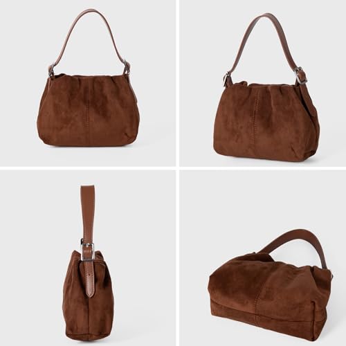 Grand sac à main daim logeable avec sangle réglable épaule - 5