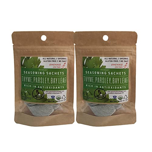 Gwennie on the GO – Seasoning Sachets | Thyme, Parsley &amp; Bay Leaf | Certified Organic | Gluten- Free | Resealable Pouch | Seasoning Mix Packets for Soups &amp; Sauces | 2 Pack | 2oz
