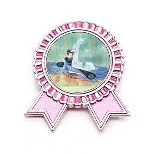 Broche cerf blanc en métal rose M inspirée d'une illustration chinoise antique