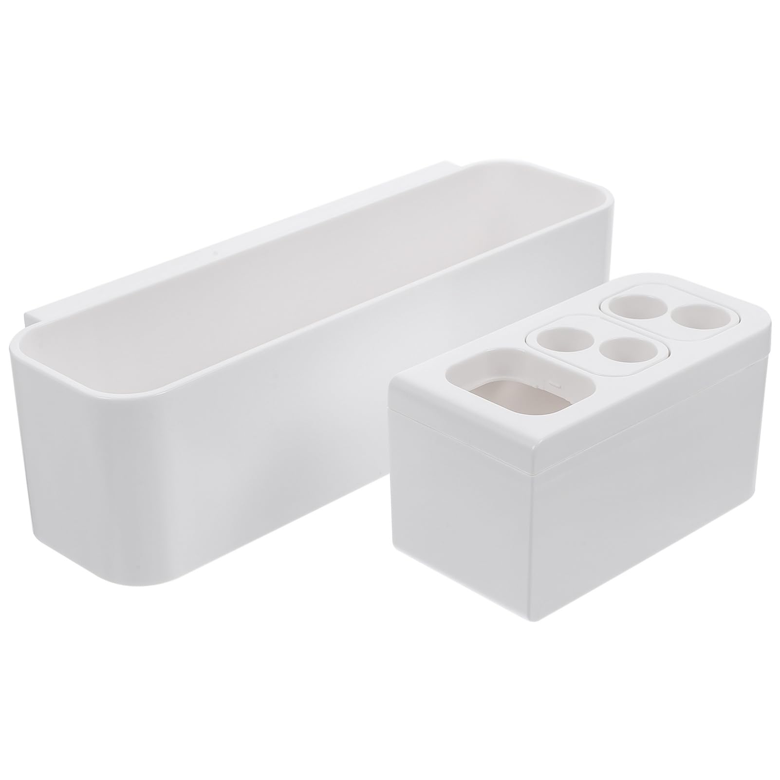 Cabilock 2 Piezas Soporte de Pared para Cepillos de Dientes Eléctricos Organizador de Baño Multipropósito con Orificios de Drenaje Almacenamiento Práctico para Cepillos Pasta Peines y