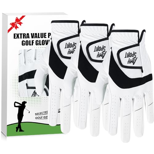 Amy Sport Golf Gloves Men Right Handed Golfer Left Hand 3 Pack PU...