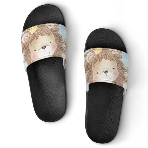 Claquettes Femme Cartoon Lion : pantoufles de bain antidérapantes et chaussons de maison