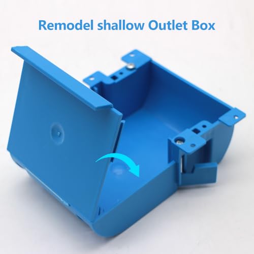 Image of Single Gang Shallow Switch and Outlet Box with Bracket, 18 cu in | Features Old Work; PVC; Thin Wall Box with Flip Cover; Blue(3 Pack).