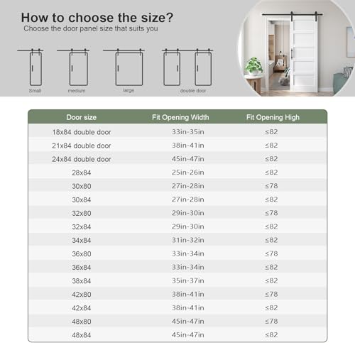 Image of 32x84 inch White Barn Door with 5.5FT Sliding Door Hardware Kit Included & Handle,Solid,MDF,PVC Surface,DIY Assembly,5-Panel,Fit 29in-30in Opening