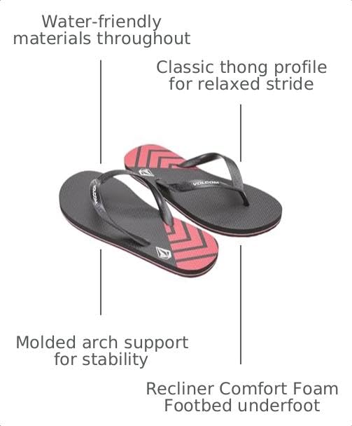 Image of Volcom Men's Volcomotion Flip Flop Sandals - Comfort Foam, Water-friendly Thong Sandal