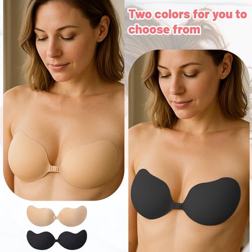 AXERHK Klebe BH Push Up, Klebe BH, 4 Stück Klebe Trägerloser BH Unsichtbarer, Hautfreundlich und Wiederverwendbar Sticky Bra, Trägerloser BH Push Up für Abendkleid Brautkleid rückenfreie Kleidung