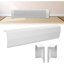 Gekufa Baseboard Heater Cover 3FT Upgraded Full-Mesh High-Efficiency Design with Left & Right Endcaps, Reinforced Galvanized Steel Slip-On Cover with Support Legs for Hydronic Water Systems White