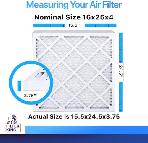 Filter King 16x25x4 Air Filter (MERV 8) (4-Pack) Dust & Allergy Control AC Furnace Filters, MADE IN USA, HVAC, Pleated, Electrostatic (Actual Size: 15.5 x 24.5 x 3.75) - 1