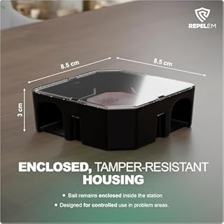 REPELEM 10 x Pre-Baited Mouse Bait Station Kit - Mouse Poisoning Indoor Single-Feed Brodifenacoum Poison, Ready to Use Poisoning Bait, For the control of Mice Indoors | Easy Rodent control