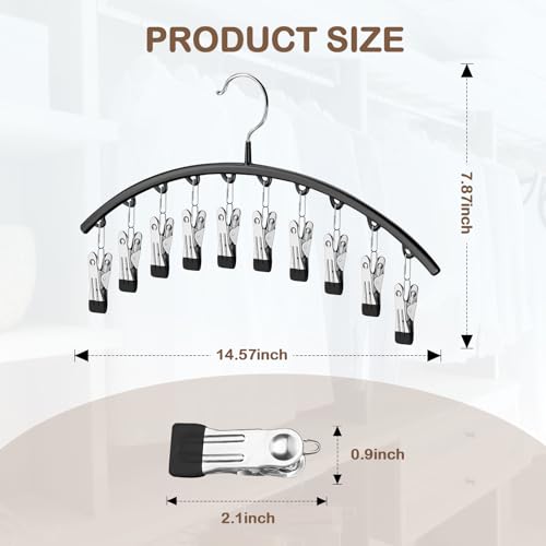 DIRXVMC Trouser Hangers for Closet, Leggings Storage Metal Hanging Yoga Storage Organiser 2 Pack w/10 Clips Holds 20 Leggings, Trouser Holder Space Saving Hanging Closet Organizer