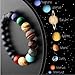 Comelyjewel Black Lava Stone 7 Chakra Bracelets Rock Bead Elastic Natural Stones Gemstones Yoga Beads Bracelets for Men Women Jewelry