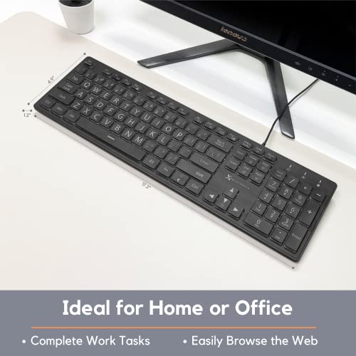 X9 Performance Backlit Large Print Keyboard - Easy To See And Type - Light Up Keyboard For Elderly Or Visually Impaired - Usb Wired Lighted Keyboard, 7 Colors, Oversize Letters - Easy View Keyboard #TOP6
