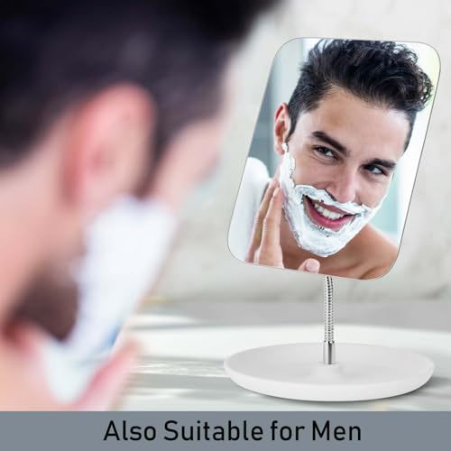 LFOYOU Table Vanity Mirror with Stand - Makeup Mirror for Desk - Adjustable Flexible Gooseneck, 360°Rotation Folding Portable Bathroom Shaving Cosmetic Mirror Square - Imagem 8