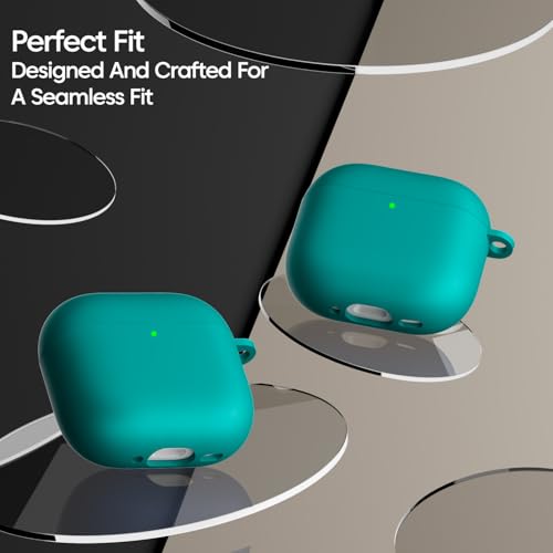 Image of Sounce Airpods 4th Generation Case Cover 2024, Soft Silicone Skin Cover Shock-Absorbing Full Protective Case with Keychain for New Apple Airpods 4 Case [Front LED Visible] (Green)