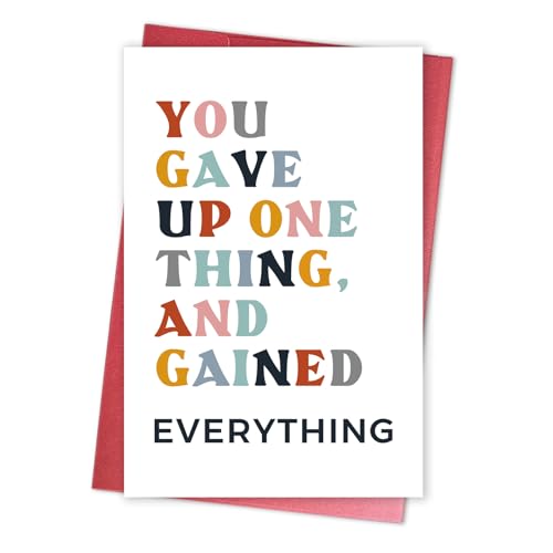 Qiavor Funny Sober Anniversary Card Sobriety Gift for Man Woman Staying Sober Card for Family Friends You Gave up One Thing and Gained Everything