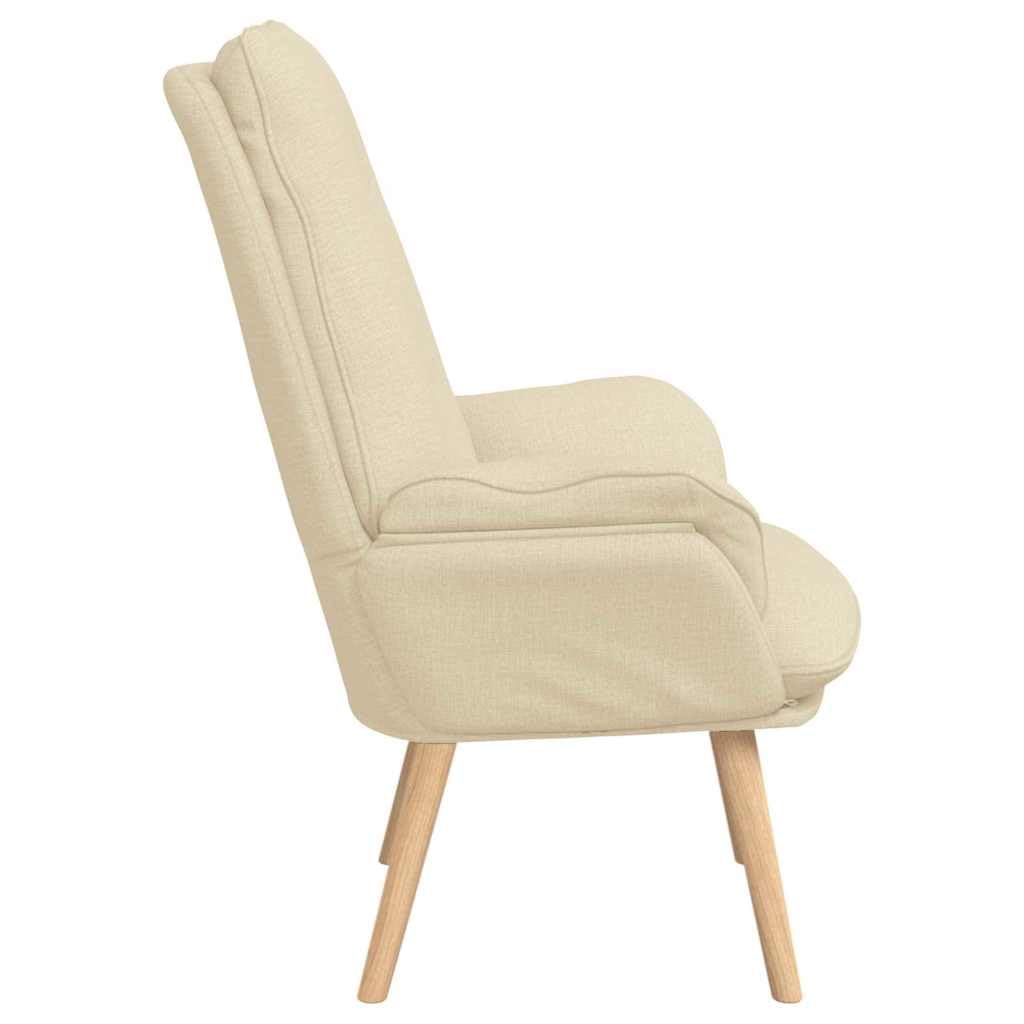 Kremowy fotel relaksacyjny z materiału Sherpa, 69 x 74 x 93 cm, przytulny fotel do salonu z nogami z litego drewna, wygodny fotel do czytania, do sypialni, biura i salonu, trwały mebel