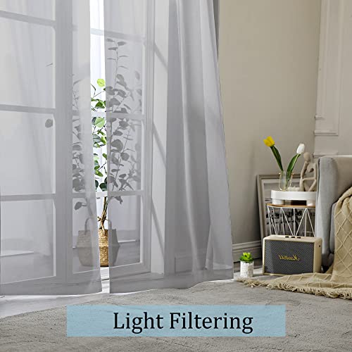 Image of OWENIE Grey Sheer Curtains, Sheer Curtains 84 inches Long 2 Panels Set, Rod Pocket Voile Fimly Gray Drapes for Living Room /Bedroom, 2pcs, Each 42 inch W x 84 inch L