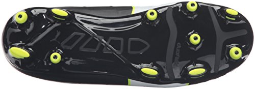 PUMA Unisex-Child Evotouch 3 Firm Ground Soccer Shoe, Black-White-Safety Yellow, 4 M US Big Kid