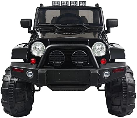 Child car Ride On Truck 12V Battery Powered Electric with 2.4 GHZ Parental Remote Control LED Lights Double Open Doors Safety Belt Music MP3 Spring Suspension (White)