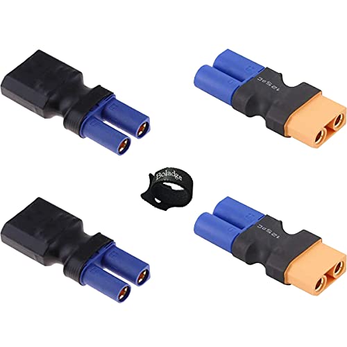 Boladge 2 Stücke XT90 Männlich auf EC5 Buchse Steckverbinder Adapter und 2 Stücke XT90 Buchse auf EC5 Männlich Steckverbinder Adapter für RC LiPo Akkus