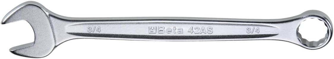 Beta 42AS 9/16" SAE Combination Wrench | 12-Point Box End | 15° Offset Open and Box End | Chrome Nickel-Plated Alloy Steel | Made in Italy | Automotive, Industrial, Professional