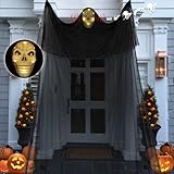 👻【Fácil de usar】La parte superior de la máscara y ambos lados de la gasa tienen una línea de pesca, por lo que puede usar la parte superior de la línea de pesca para colocar el adorno de elevación del fantasma de Halloween a una altura, o puede colocarlo en la pared. diferentes formas, o lo haces vertical soplando en el viento, agregando la atmósfera etérea y fantasmal.