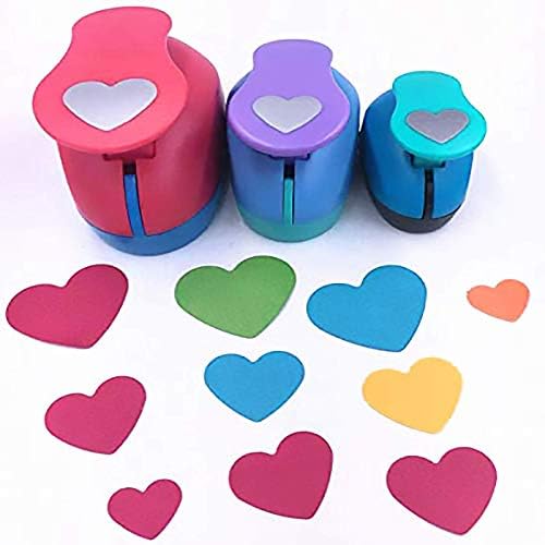 SHANXI Handcraft Punch Set of 3 Pieces (1"5/8" 3/8") Paper Punch for Making Wreath, Dot Hanging Ornament, Birthday Party Wedding Decoration DIY Photo Album Photo (Heart)