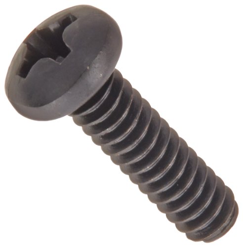 Small Parts Steel Pan Head Machine Screw, Black Oxide Finish, Meets ASME B18.6.3, #2 Phillips Drive, #6-32 Thread Size, 1/2