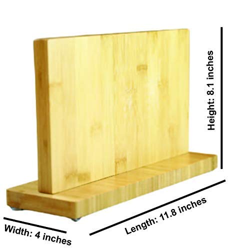 Bamboo Magnetic Knife Block Without Knives - Universal Space Saving Stand For Steak Knives And Cutlery - Kitchen Organizer For Counter Or Under Cabinet Storage - Extra Strong Magnetic Knife Holder  #TOP6