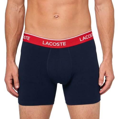 Lacoste Men's Cotton Stretch Essentials Boxer Briefs, 3-Pack, Navy Blue/Orange/Red, Large2