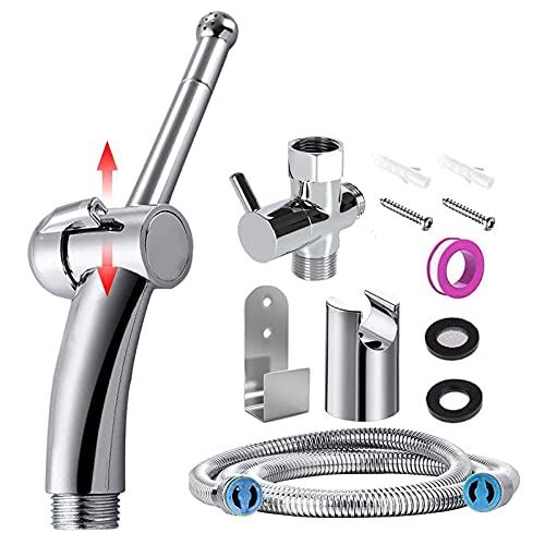 Handheld Bidet Toilet Sprayer, ABS Bathroom Bidet Sprayer Set, Baby Cloth Diaper Sprayer, Bidet Cleaning System Kit (Sliver)