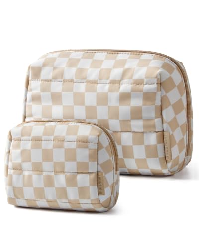Image of BAGSMART Puffy Padded Travel Makeup Bag Duo Large & Small for Women | Puffy Padded, Travel Cosmetic Organizer Set, Large Toiletry Bag & Small Purse Pouch, Travel Essentials