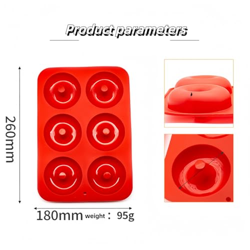 Silicone Donut Moulds, 2 Pack Silicon Doughnut Mould, Large Non-Stick 6 Cavity Molds Doughnut Tray Donut Pan, Bagel Baking Tin, Muffin Cupcake Biscuit Maker, Bakeware, Baker Tool - Blue, Red - Image 3