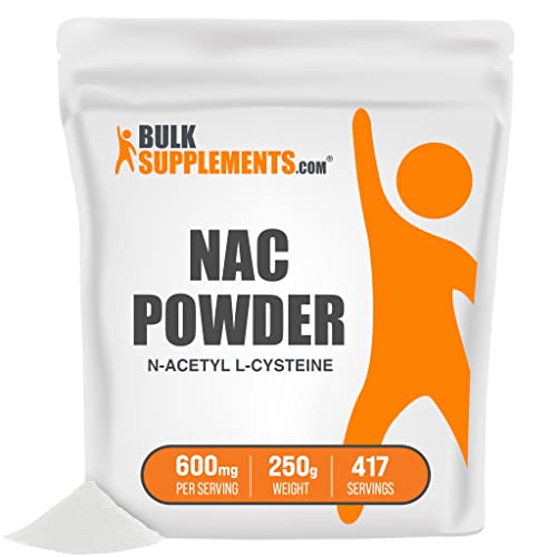 BulkSupplements.com NAC Powder (N-Acetyl L-Cysteine) - Amino Acid Supplement for Antioxidant and Lung Support - Gluten Free and No Fillers Powder - 600mg per Serving (250 Grams - 8.8 oz)