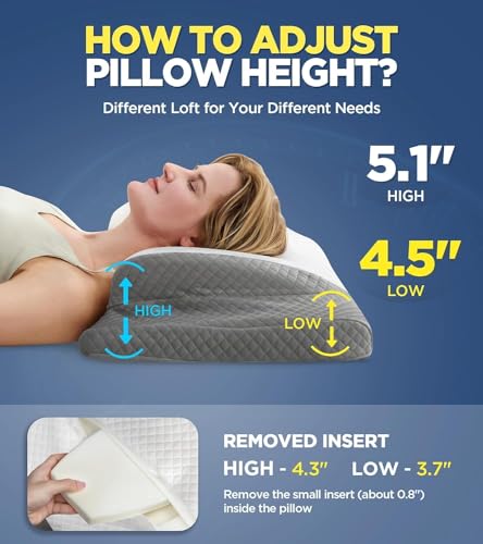 Image of Cervical Contour Memory Foam Pillow for Sleeping,Orthopedic Pillow for Neck Pain, Support for Back,Stomach,Side Sleepers, (25.5 x 15 x 4 inch)