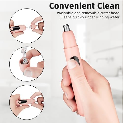Nose Hair Trimmer Rechargeable Cordless Painless Ear and Eyebrow Trimming Tool-Dual Edge Easy Cleansing for Man Woman (Pink) — 사진 5