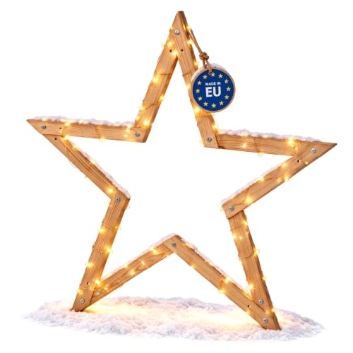 MODO24 Weihnachtsstern Außen groß [ZUM AUFHÄNGEN] - Holzstern groß FSC...