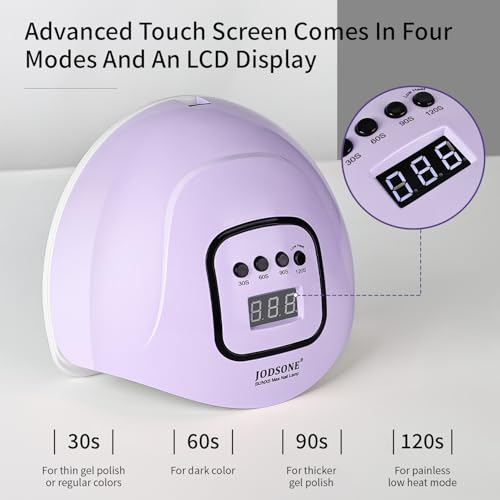 Image of JODSONE U V LED Nail Lamp, Nail Dryer for Gel Polish with Led Light with Automatic Sensor & 4 Timers Purple