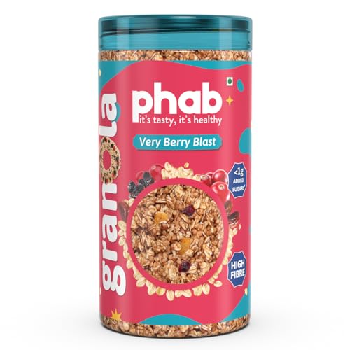 Verry Berry Blast Crunchy Granola Cereals, Source of High Fiber & Gut-Friendly | 37% Oats | Goodness of Baked Rolled Oats, Dates, Pre-Biotics | No Pre