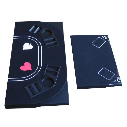 IDS Poker Casino Texas Hold'em Table Top for 3 in 1 (Poker/Blackjack/Craps) Folding Black Felt Carrying Bag