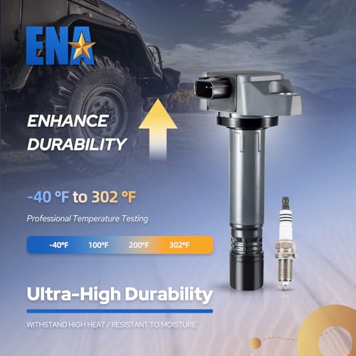 ENA Set of 4 Ignition Coil Pack and Spark Plug Compatible with Honda Civic 2006 2007 2008 2009 2010 2011 1.8L L4 Replacement for UF582 30520RNAA01 5C1637 C1580 4504 7092 by ENA - Image 3