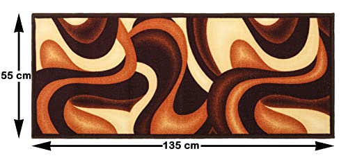 Image of THE HOME TALK Modern Polyester Area Rugs | Carpets for Living Room, Kitchen, Kid's Room, Bedroom | Microfiber Polyester Rugs | Shaggy Floor Carpet | Anti Skid Store (Brown Wave, 55x135 Cm)